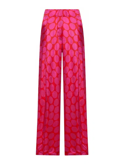 Dries Van Noten Wide Trousers With Pleated Pants In Pink