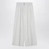 Dries Van Noten Wide-leg Cotton Trousers With Front Pleats In White