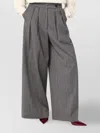 Dries Van Noten High Waist Wide Leg Trousers With Button Detail In Gray