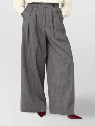 DRIES VAN NOTEN WIDE WOOL PALAZZO PANTS WITH HIGH WAIST