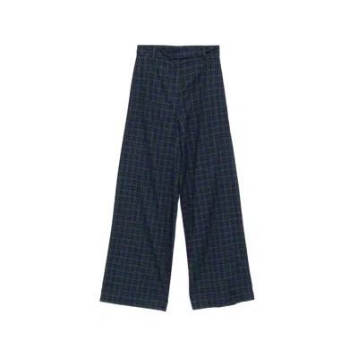 Dries Van Noten Wide-leg Check Cotton Trousers In Blue