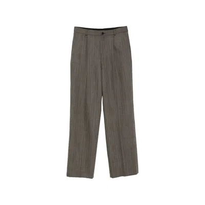 Dries Van Noten Wide-leg Herringbone Wool Trousers In Animal Print
