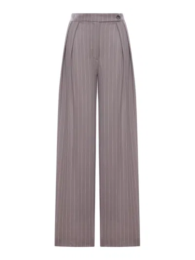 Dries Van Noten Wide-leg Pinstriped Fabric Trousers With Pleats In Gray