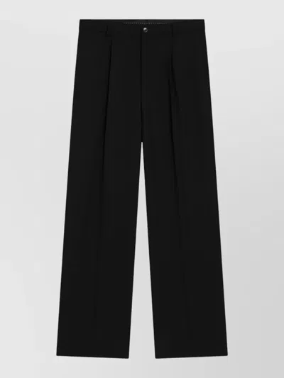 Dries Van Noten Penrud Black Wool Trousers In Multi