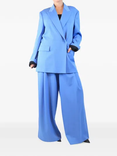 Pre-owned Dries Van Noten Wide-leg Two-piece Suit Set In Blue