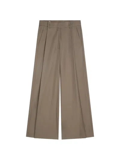 Dries Van Noten Wide-pleated Cotton Pants In Grey