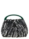 Dries Van Noten "w.l." Two-tone Pleated Jacquard Handbag In Gray