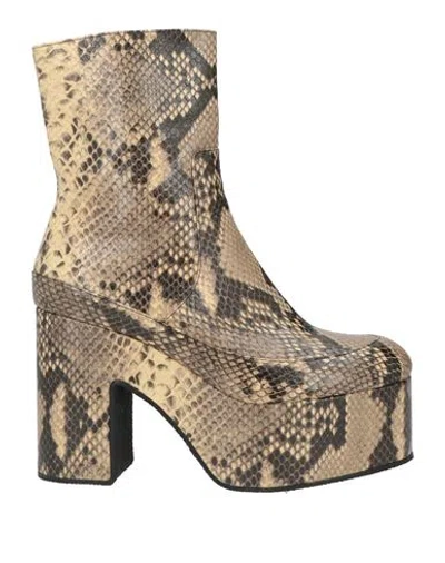 Dries Van Noten Woman Ankle Boots Beige Size 10 Leather In Brown