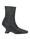 Dries Van Noten Women Black Ankle Boots With Rounded Toe In Leather Woman In Black