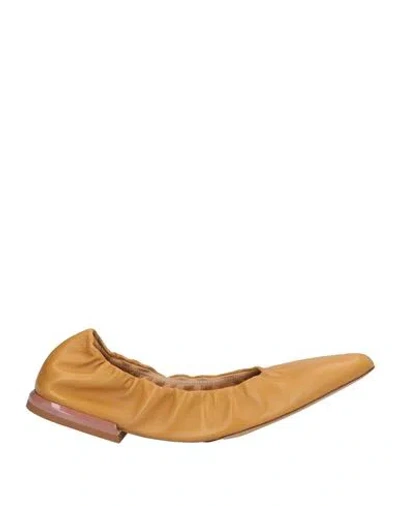 Dries Van Noten Woman Ballet Flats Mustard Size 7.5 Leather In Brown