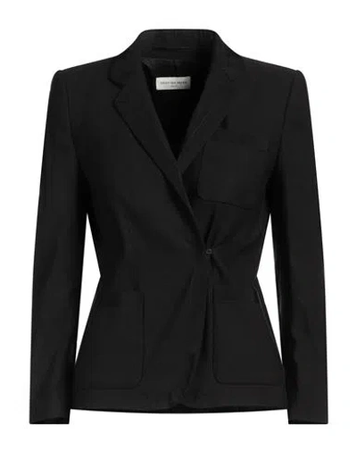 Dries Van Noten Woman Blazer Black Size 8 Linen, Cotton