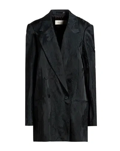 Dries Van Noten Woman Blazer Dark Green Size S Cotton, Viscose, Metallic Fiber In Black
