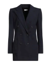 Dries Van Noten Double Breasted Gabardine Blazer In Blue