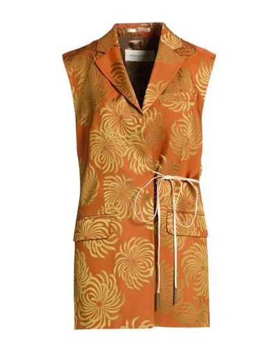 Dries Van Noten Woman Blazer Rust Size 6 Acetate, Viscose In Gold