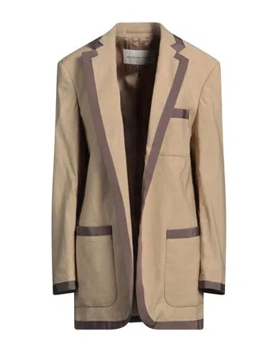 Dries Van Noten Woman Blazer Sand Size M Linen, Cotton In Brown
