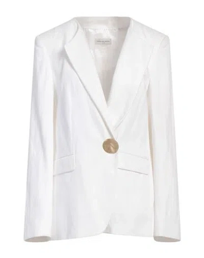 Dries Van Noten Woman Blazer White Size 8 Cotton, Linen