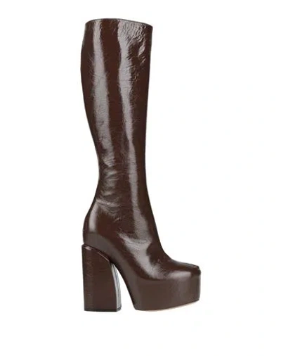 Dries Van Noten Woman Boot Dark Brown Size 8 Leather In Multi