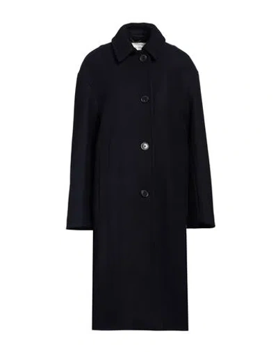 Dries Van Noten Woman Coat Midnight Blue Size Xs Wool, Polyamide In Black