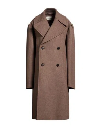 Dries Van Noten Woman Coat Taupe Size M Wool, Polyamide In Brown