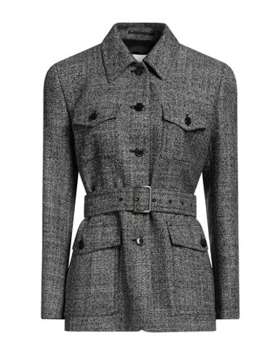 Dries Van Noten Woman Jacket Black Size 8 Wool In Gray