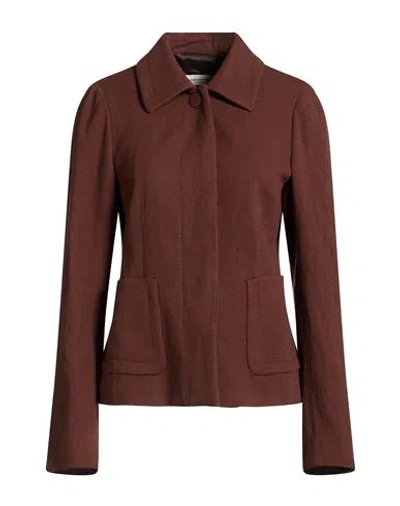 Dries Van Noten Woman Jacket Chocolate Brown Size 6 Wool, Polyamide, Metallic Fiber