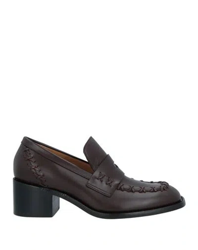 Dries Van Noten Woman Loafers Dark Brown Size 8 Leather