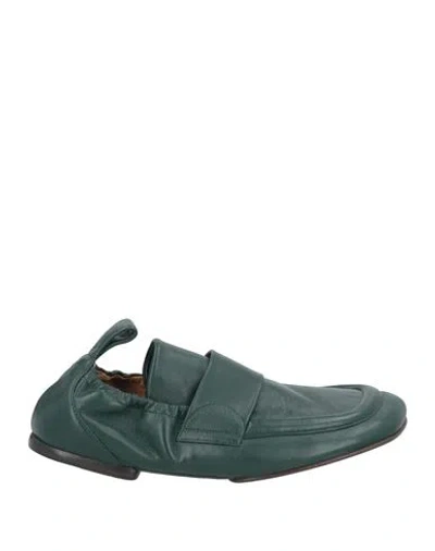 Dries Van Noten Woman Loafers Dark Green Size 8 Leather