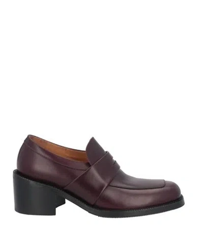 Dries Van Noten Woman Loafers Plum Size 11 Leather In Purple