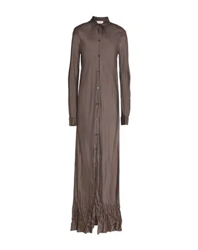 Dries Van Noten Woman Maxi Dress Dove Grey Size 6 Viscose In Brown