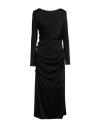 Dries Van Noten Black Wool-blend Dress With Drape In Black