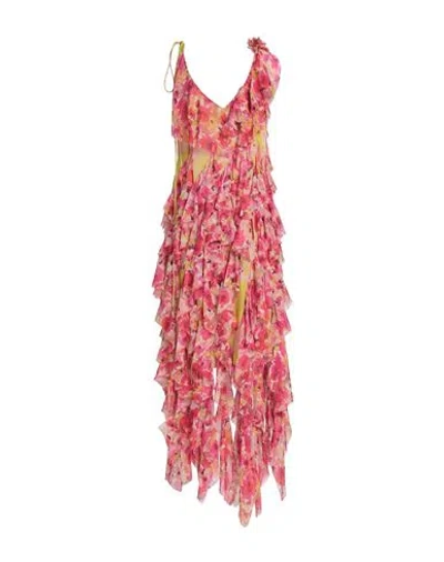 Dries Van Noten Woman Midi Dress Fuchsia Size 4 Silk, Polyester In Pink