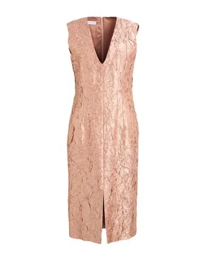 Dries Van Noten Woman Midi Dress Rose Gold Size 8 Viscose, Cotton In Neutral