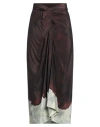Dries Van Noten Woman Midi Skirt Chocolate Brown Size 12 Silk In Brown
