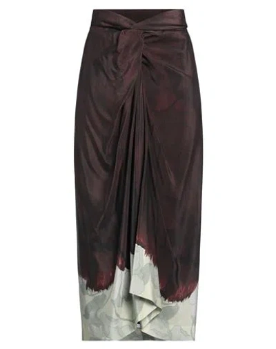 Dries Van Noten Woman Midi Skirt Chocolate Brown Size 12 Silk
