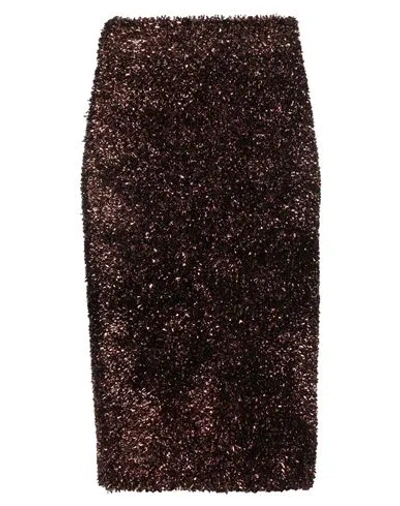 Dries Van Noten Woman Midi Skirt Chocolate Brown Size M Virgin Wool, Metallic Fiber, Polyamide