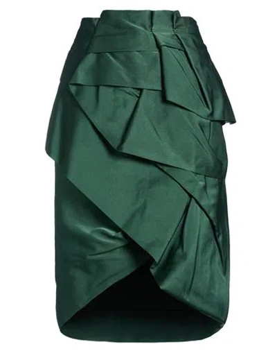 Dries Van Noten Woman Midi Skirt Dark Green Size 8 Polyester, Silk