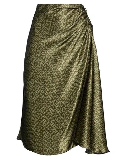 Dries Van Noten Woman Midi Skirt Military Green Size 6 Silk In Multi