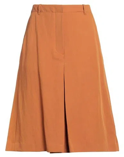 Dries Van Noten Woman Midi Skirt Tan Size 8 Wool, Paper, Polyamide In Brown