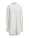 Dries Van Noten Checked Popeline Turtleneck Shirt With High-low Hem In White