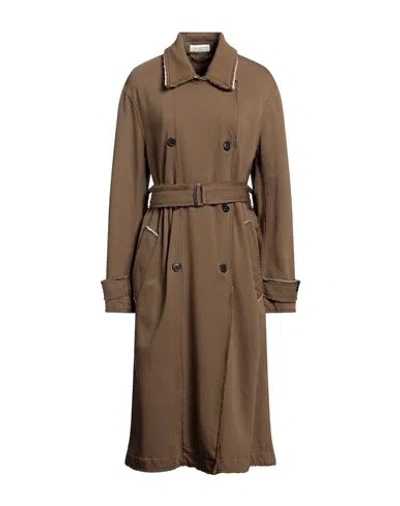 Dries Van Noten Woman Overcoat & Trench Coat Military Green Size S Cotton