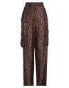 Dries Van Noten Pattern Printed Satin Cargo Pants In Brown