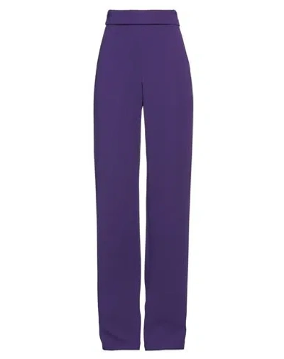 Dries Van Noten Woman Pants Dark Purple Size 4 Polyester In Metallic