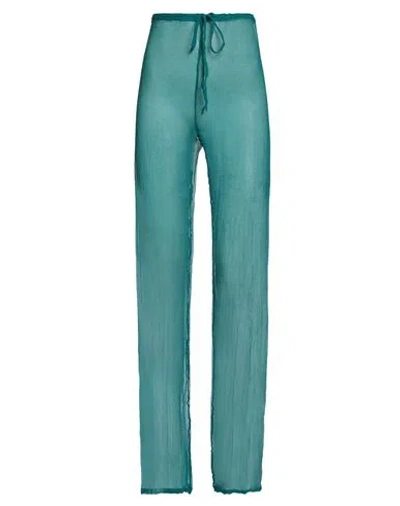 Dries Van Noten Woman Pants Turquoise Size 4 Silk In Blue