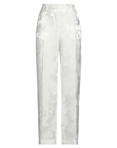Dries Van Noten Woman Pants White Size 4 Viscose, Silk