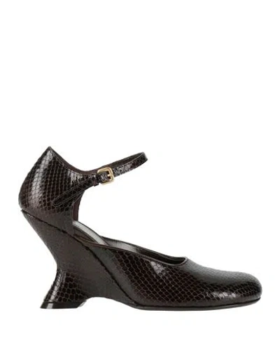 Dries Van Noten Woman Pumps Dark Brown Size 8 Leather In Black