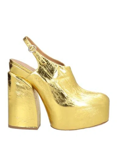 Dries Van Noten Woman Pumps Gold Size 8 Leather