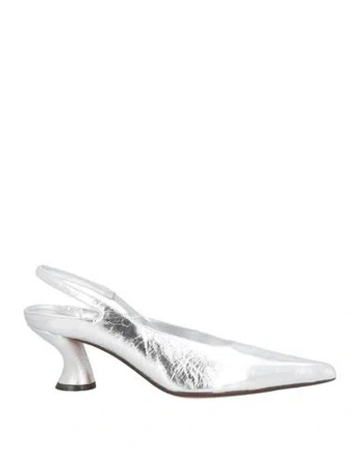 Dries Van Noten Woman Pumps Silver Size 8 Leather In Gray