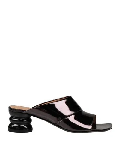 Dries Van Noten Orange Block Heeled Sandals In Black
