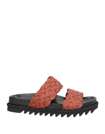 Dries Van Noten Woman Sandals Brown Size 8 Textile Fibers