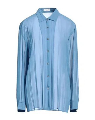 Dries Van Noten Woman Shirt Azure Size 10 Polyester In Blue